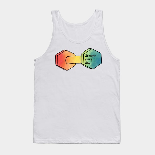 Rainbow Stronger Every Day Workout Tank Top by murialbezanson